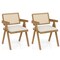 Set of 2 Rattan Accent Chairs with Padded Cushion & Rubber Wood Frame for Living Room